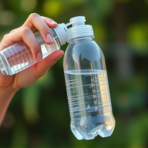 A person drinking water from a reusable water bottle