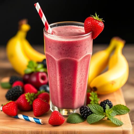 Refreshing berry blast smoothie with a mix of berries and banana